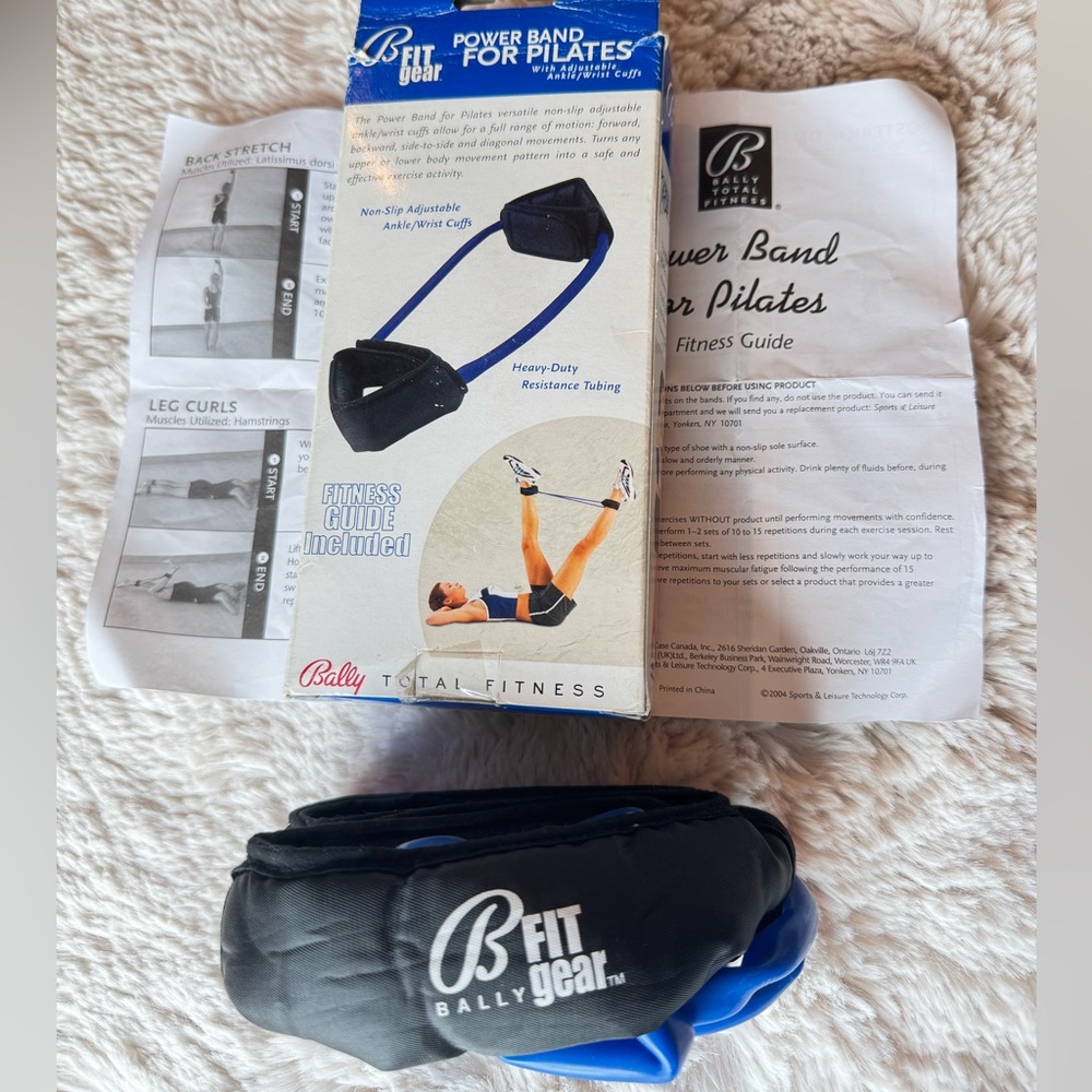 Bally B Fit Gear Power Band Pilates w/adj Ankle/Wrist Cuffs & Fitness Guide